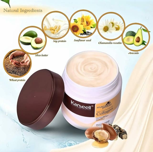 ¡Brillo y Fuerza Instantáneos! Mascarilla Karseell Collagen para Pelos Radiantes | Formato de 100 ml o 500 ml