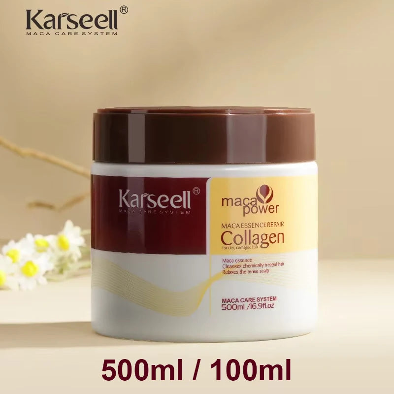 ¡Brillo y Fuerza Instantáneos! Mascarilla Karseell Collagen para Pelos Radiantes | Formato de 100 ml o 500 ml